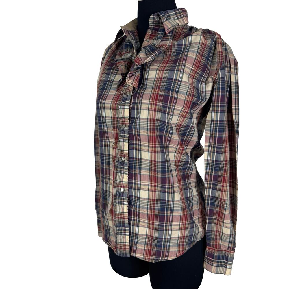 Vintage Rockmount Ranch Wear Plaid Western Shirt Cowgirl Snap Top Made in USA